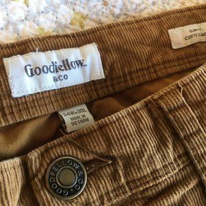 Golden slim-fit straight corduroy jeans